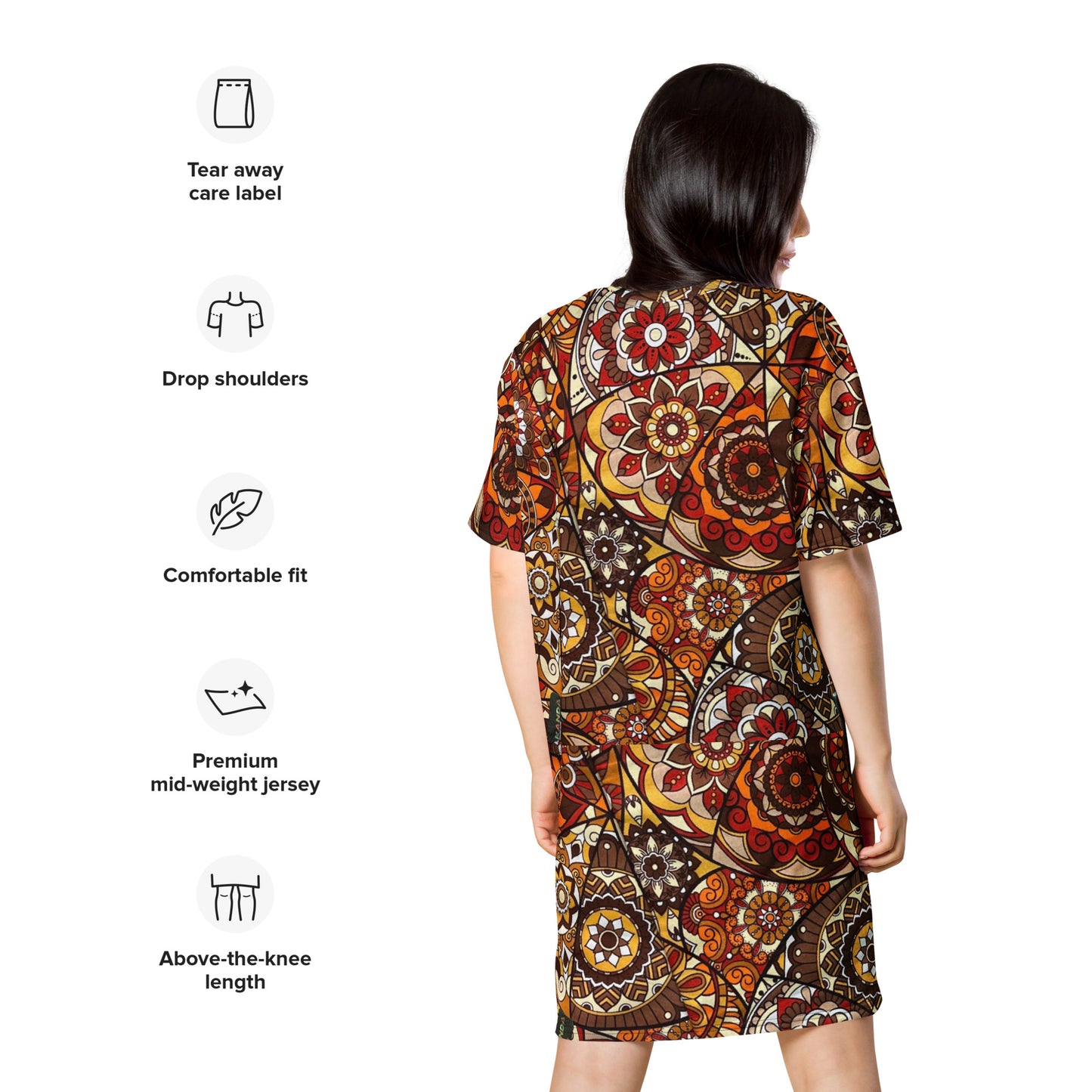 Multicolour Brown Ankara T-Shirt Dress