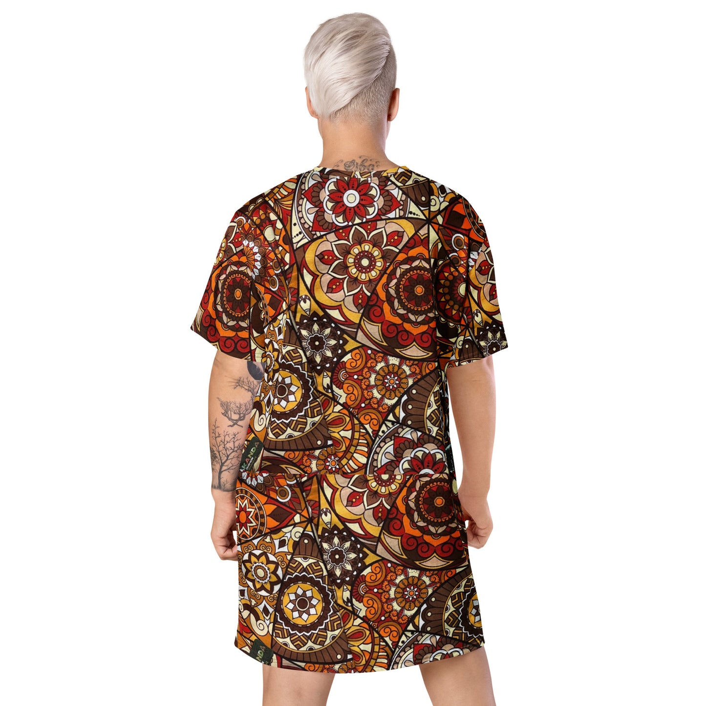 Multicolour Brown Ankara T-Shirt Dress