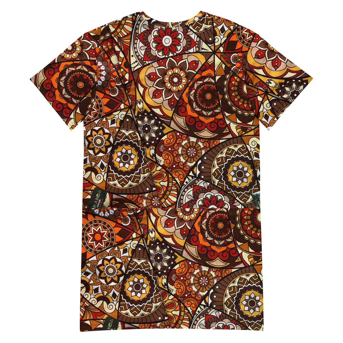 Multicolour Brown Ankara T-Shirt Dress