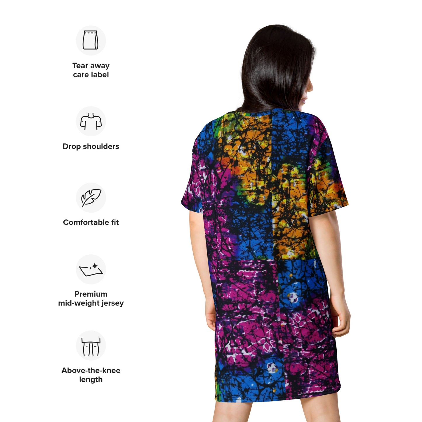 Multicolour Adire Ankara T-Shirt Dress