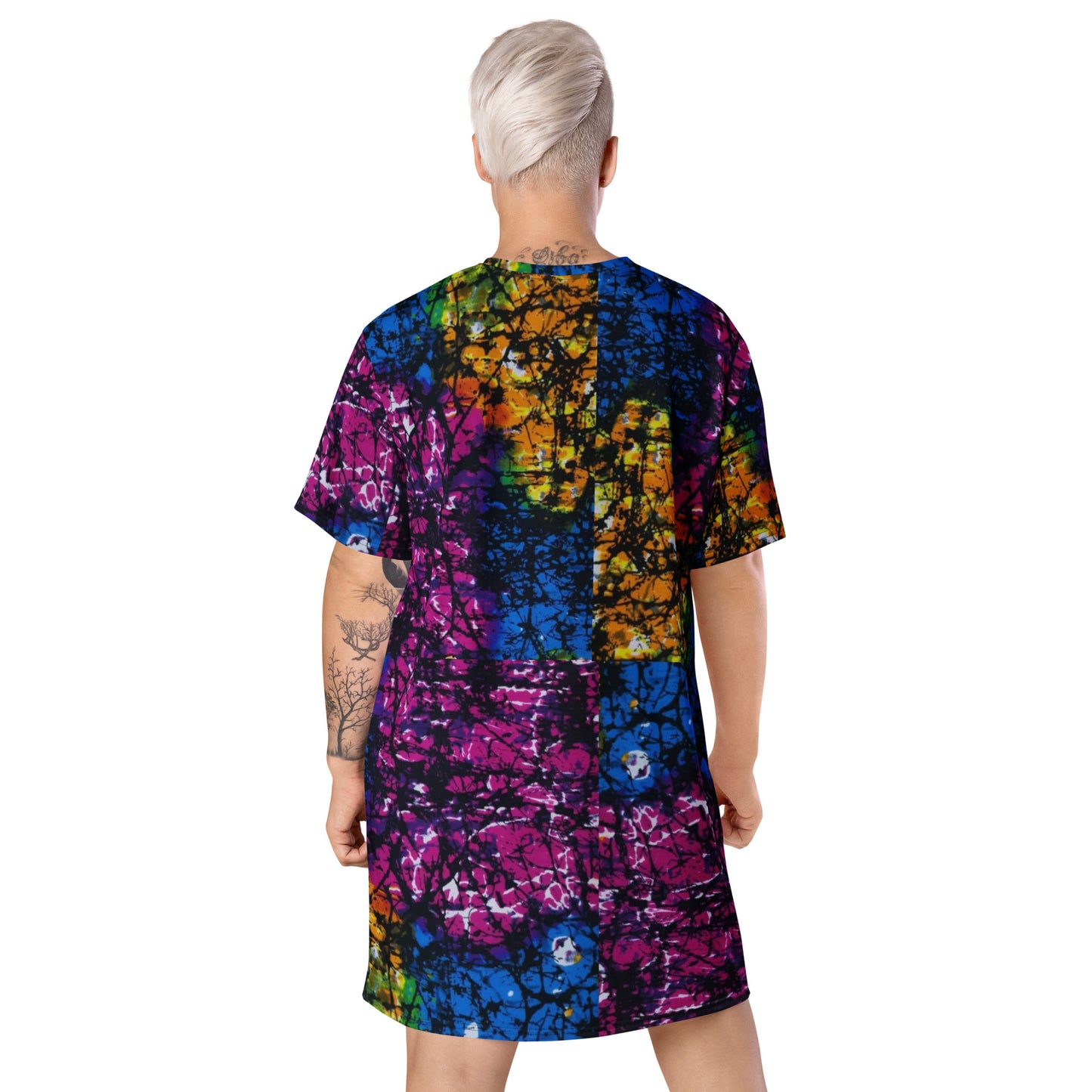 Multicolour Adire Ankara T-Shirt Dress