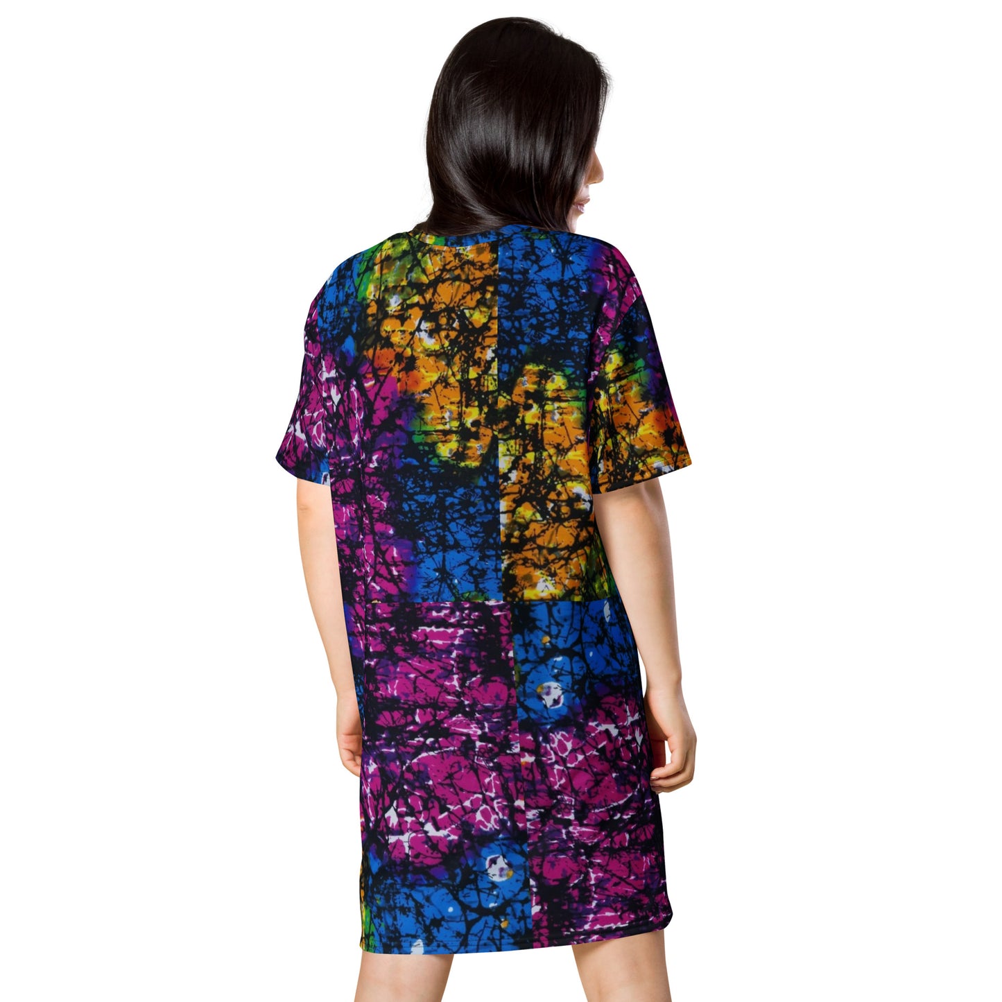 Multicolour Adire Ankara T-Shirt Dress