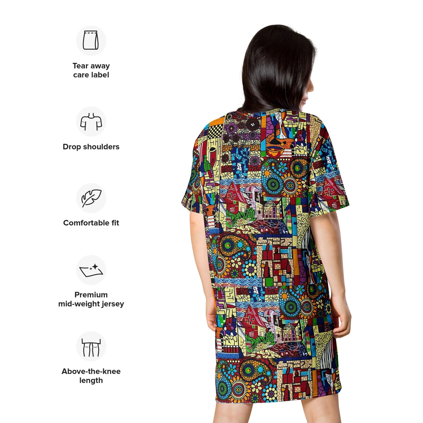 Colourful Artsy Ankara T-shirt Dress