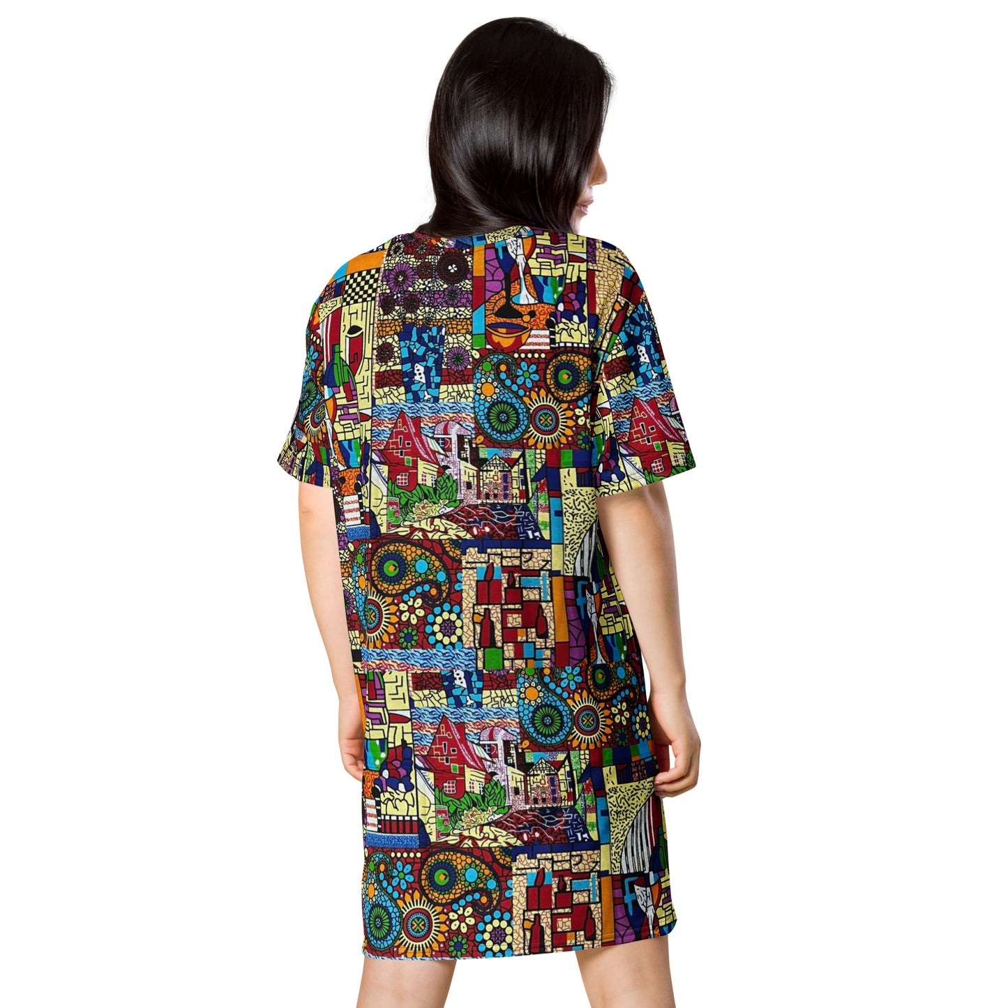 Colourful Artsy Ankara T-shirt Dress