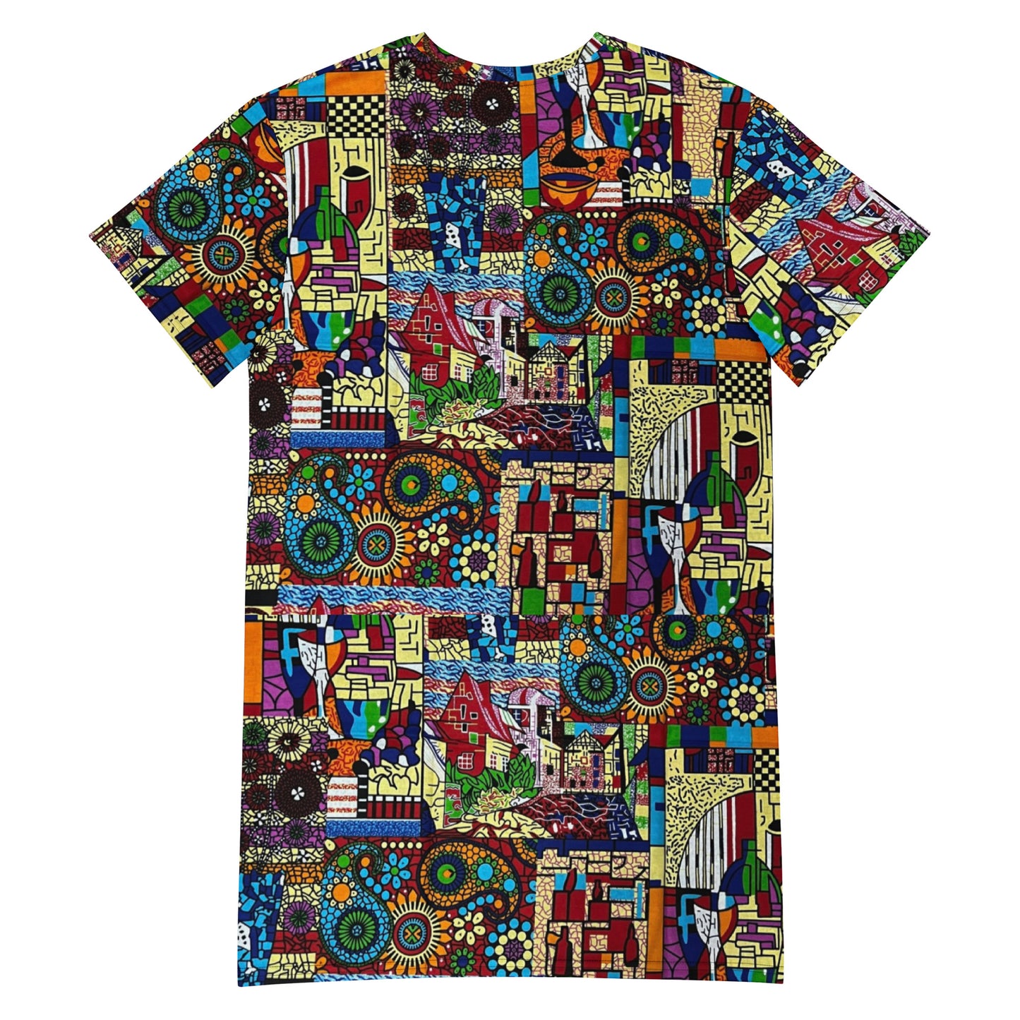 Colourful Artsy Ankara T-shirt Dress