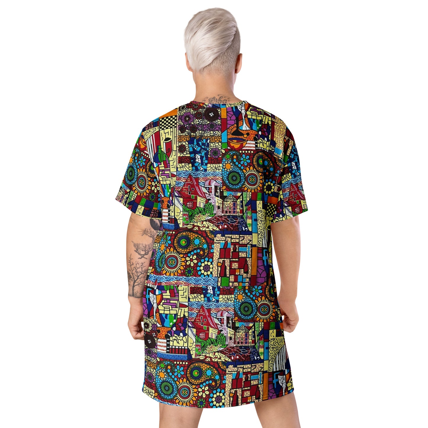 Colourful Artsy Ankara T-shirt Dress