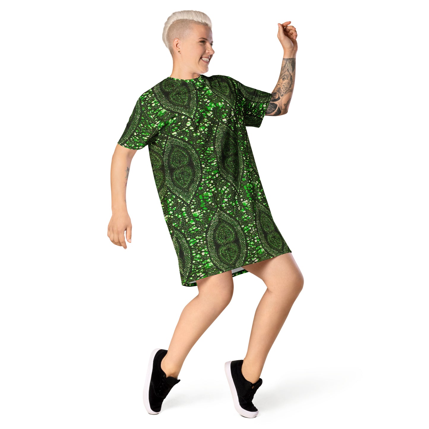 Green Peas Ankara T-shirt Dress