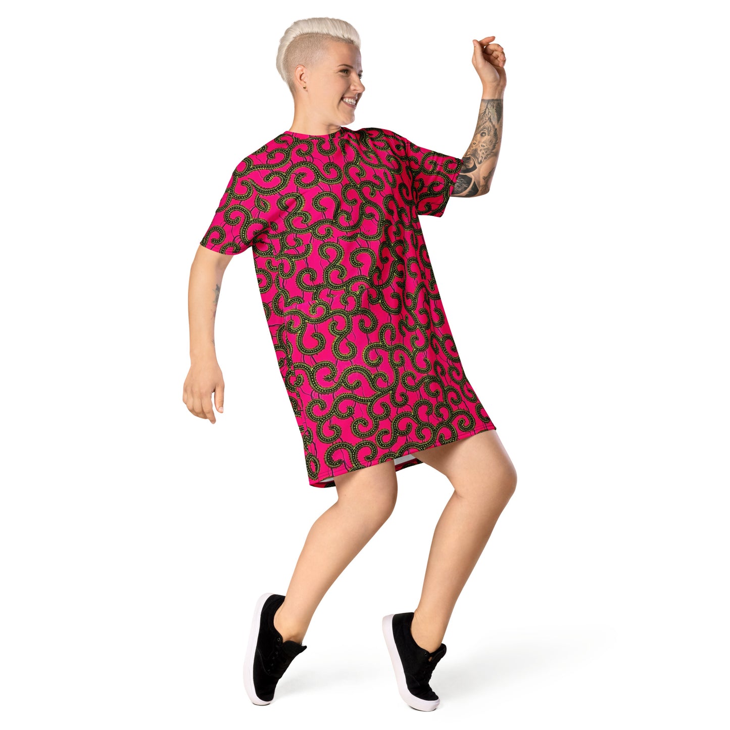 Pink Ankara T-shirt Dress