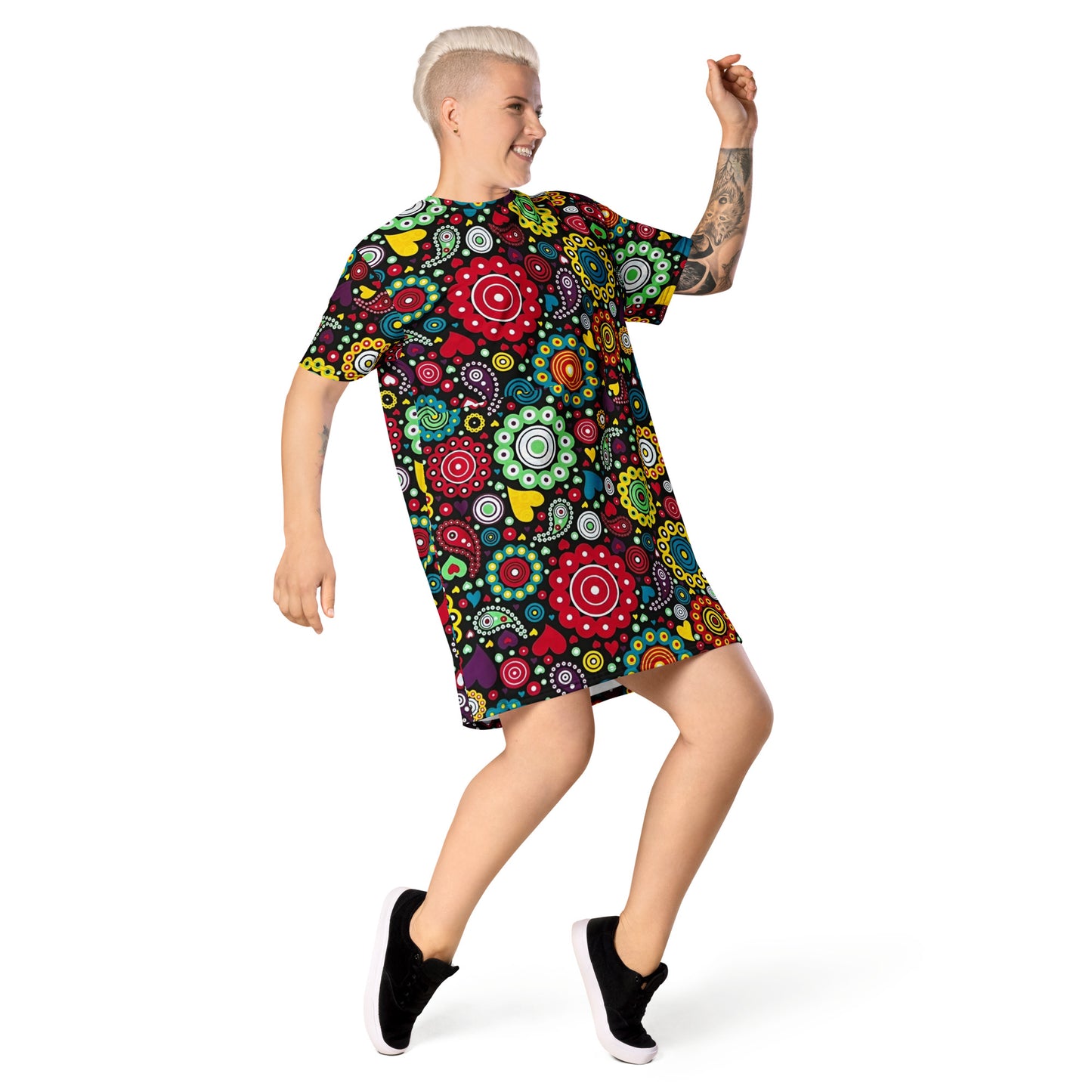 Multicolour Bloom Ankara T-shirt Dress