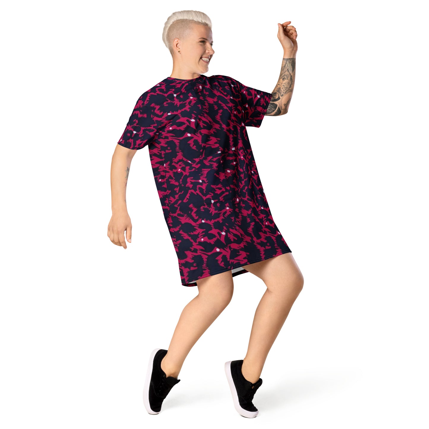 Pink Leopard Ankara T-shirt Dress