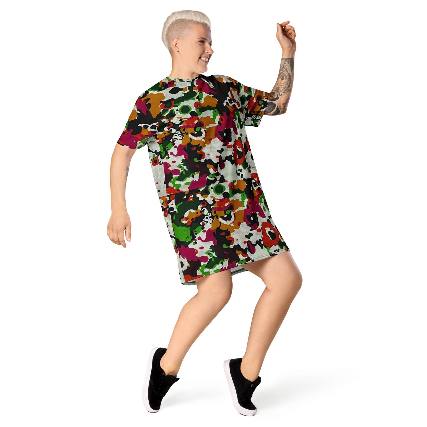 Multicolour Paint Ankara T-Shirt Dress