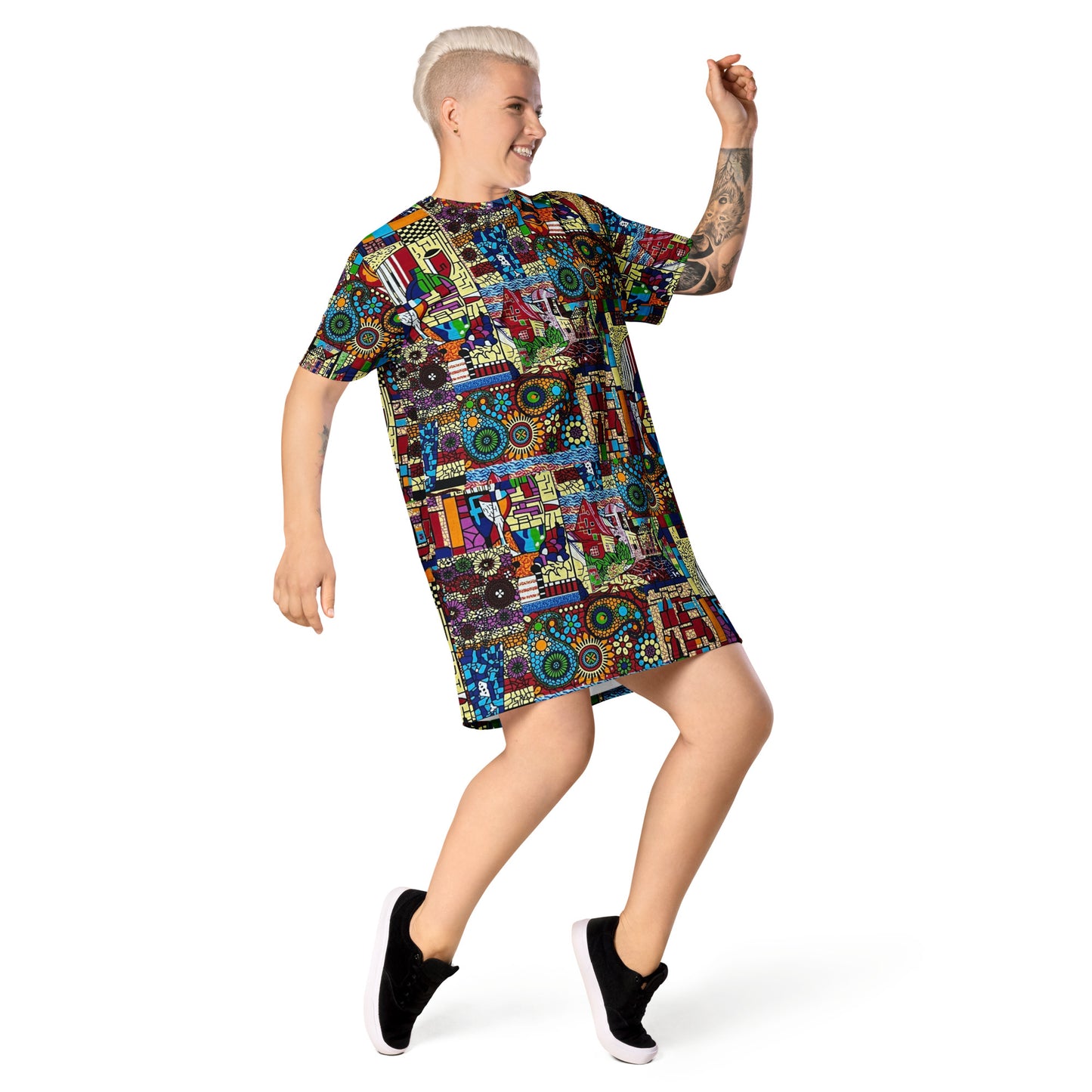 Colourful Artsy Ankara T-shirt Dress