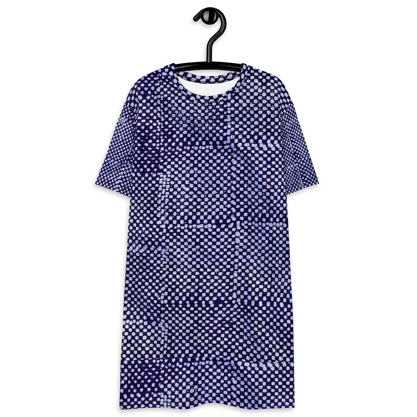 Purple And White Polka Dots Adire T-shirt Dress