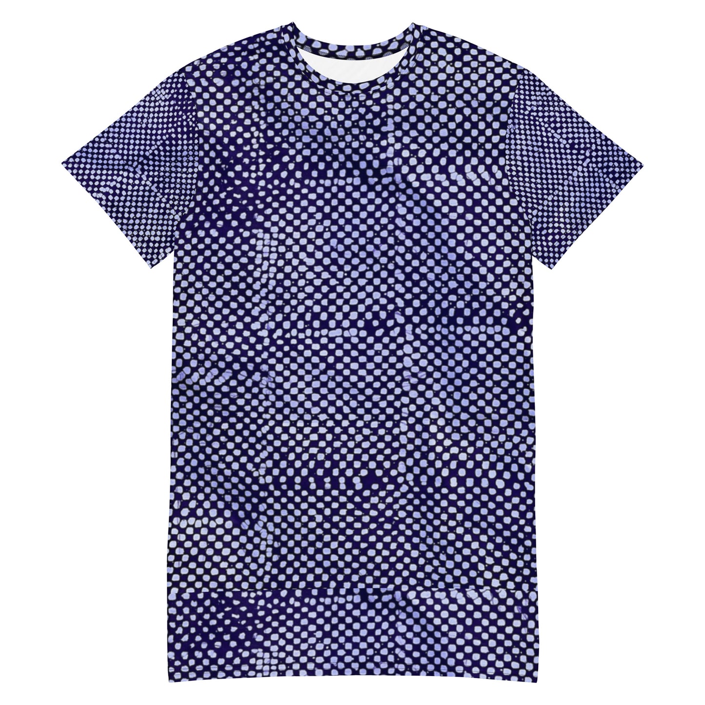 Purple And White Polka Dots Adire T-shirt Dress