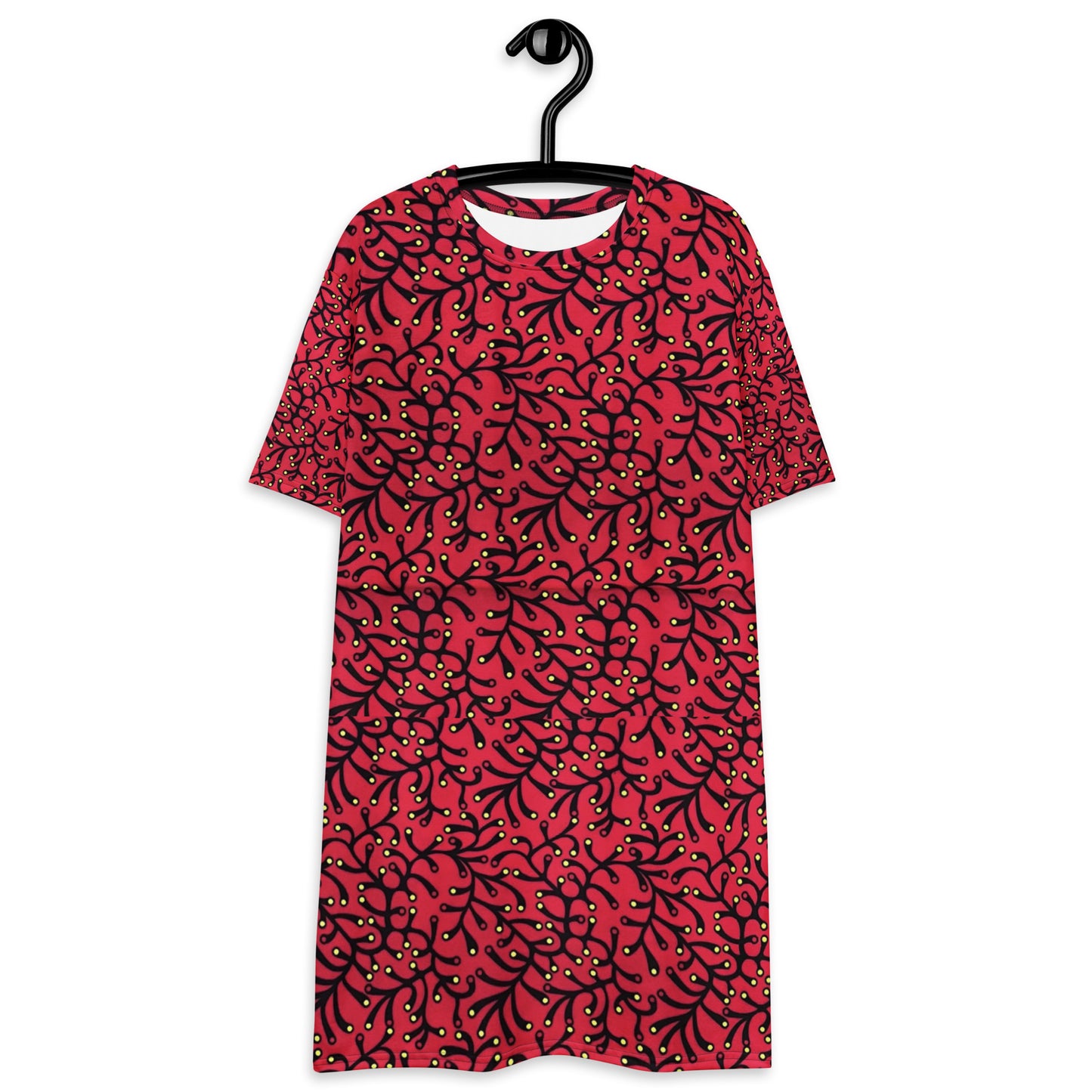 Red Yellow Polka Dots African Print Ankara T-shirt dress