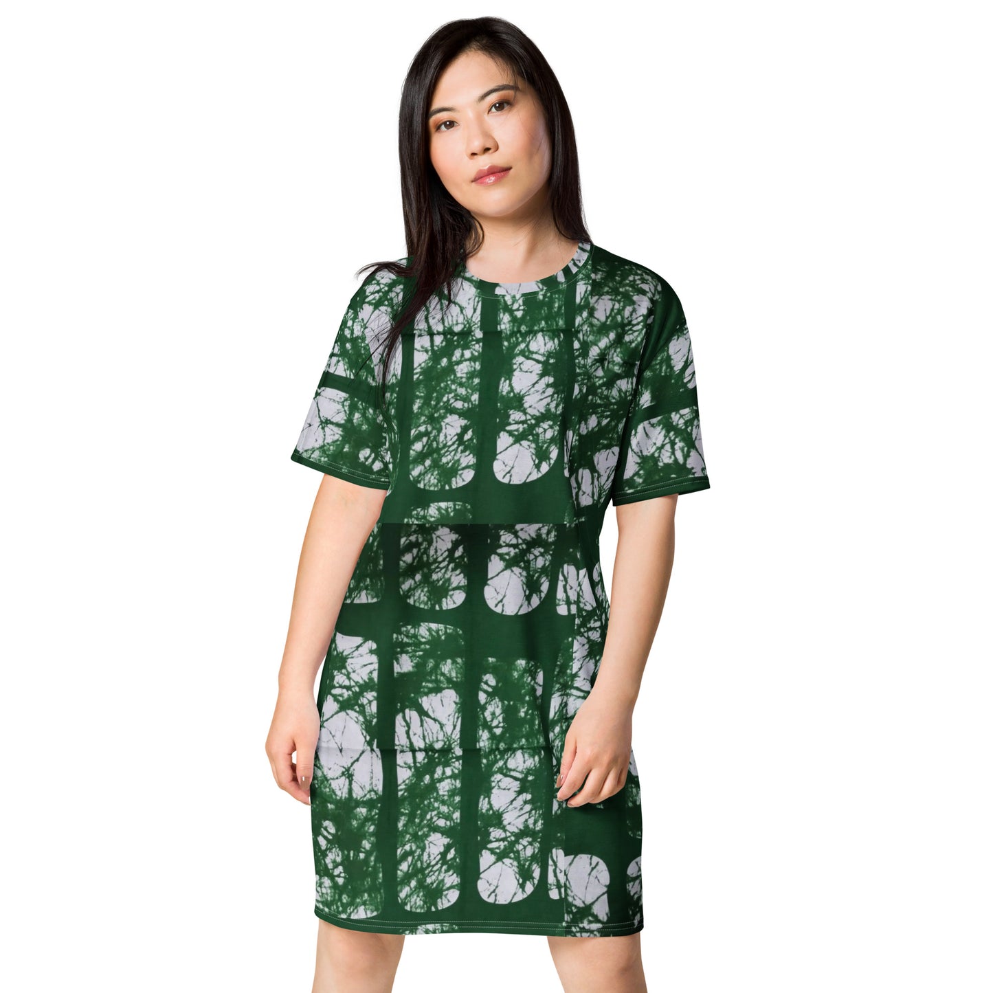 Green Adire T-shirt Dress