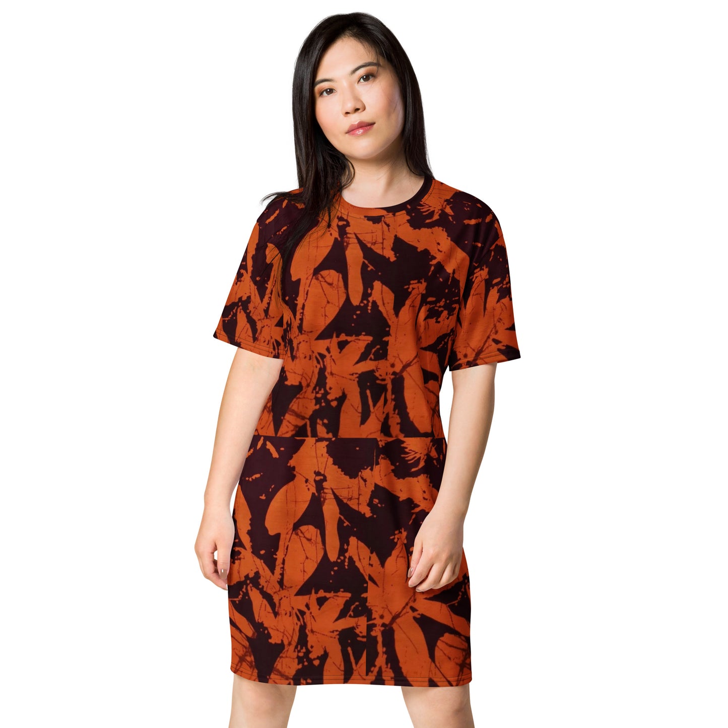 Orange Adire T-shirt Dress