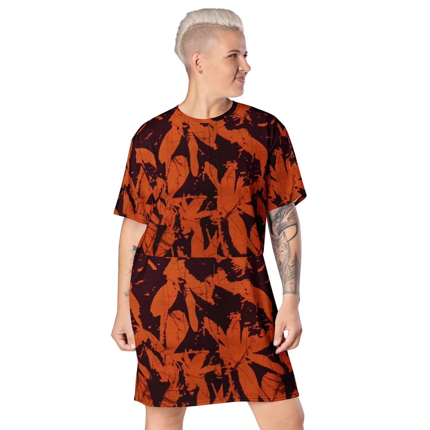 Orange Adire T-shirt Dress