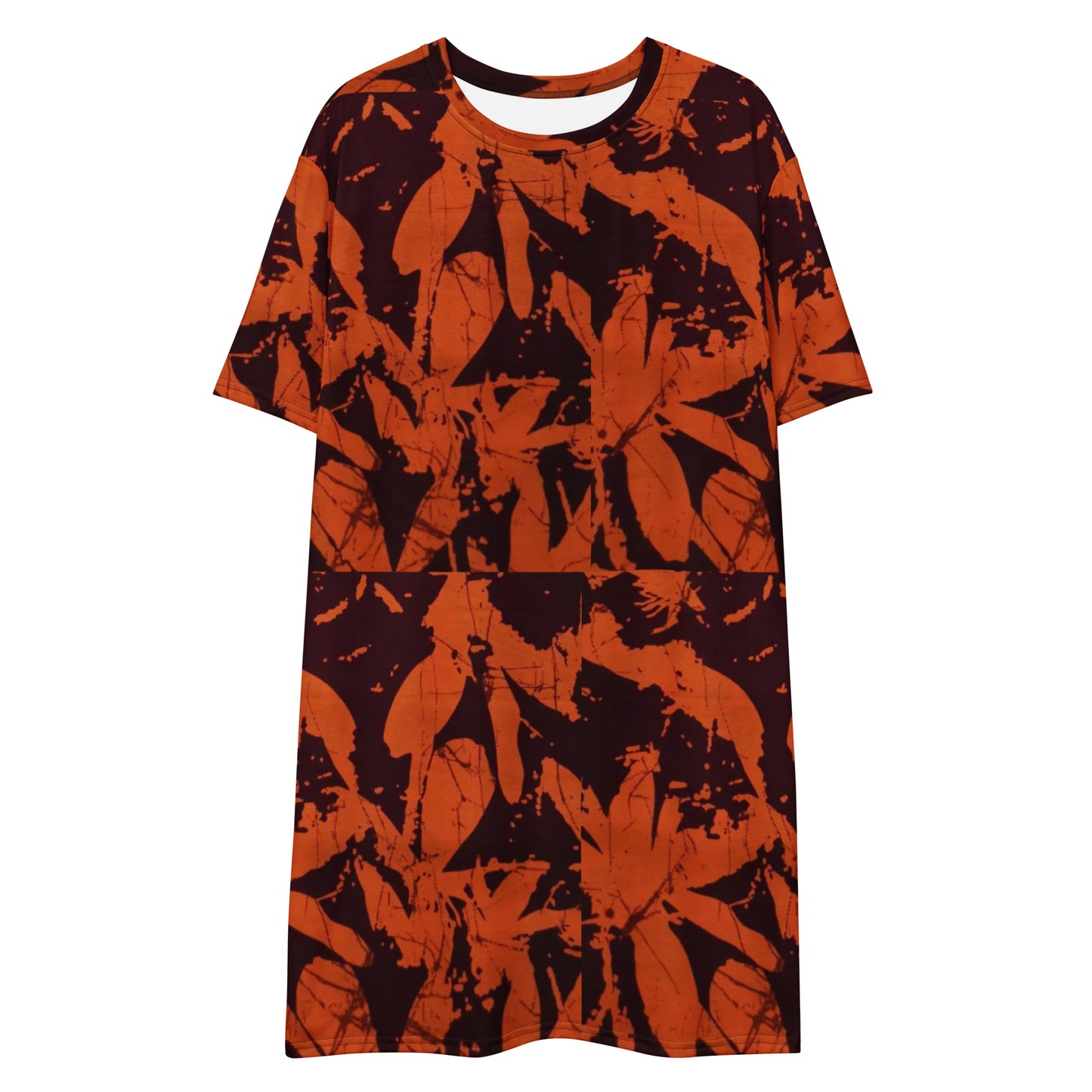 Orange Adire T-shirt Dress