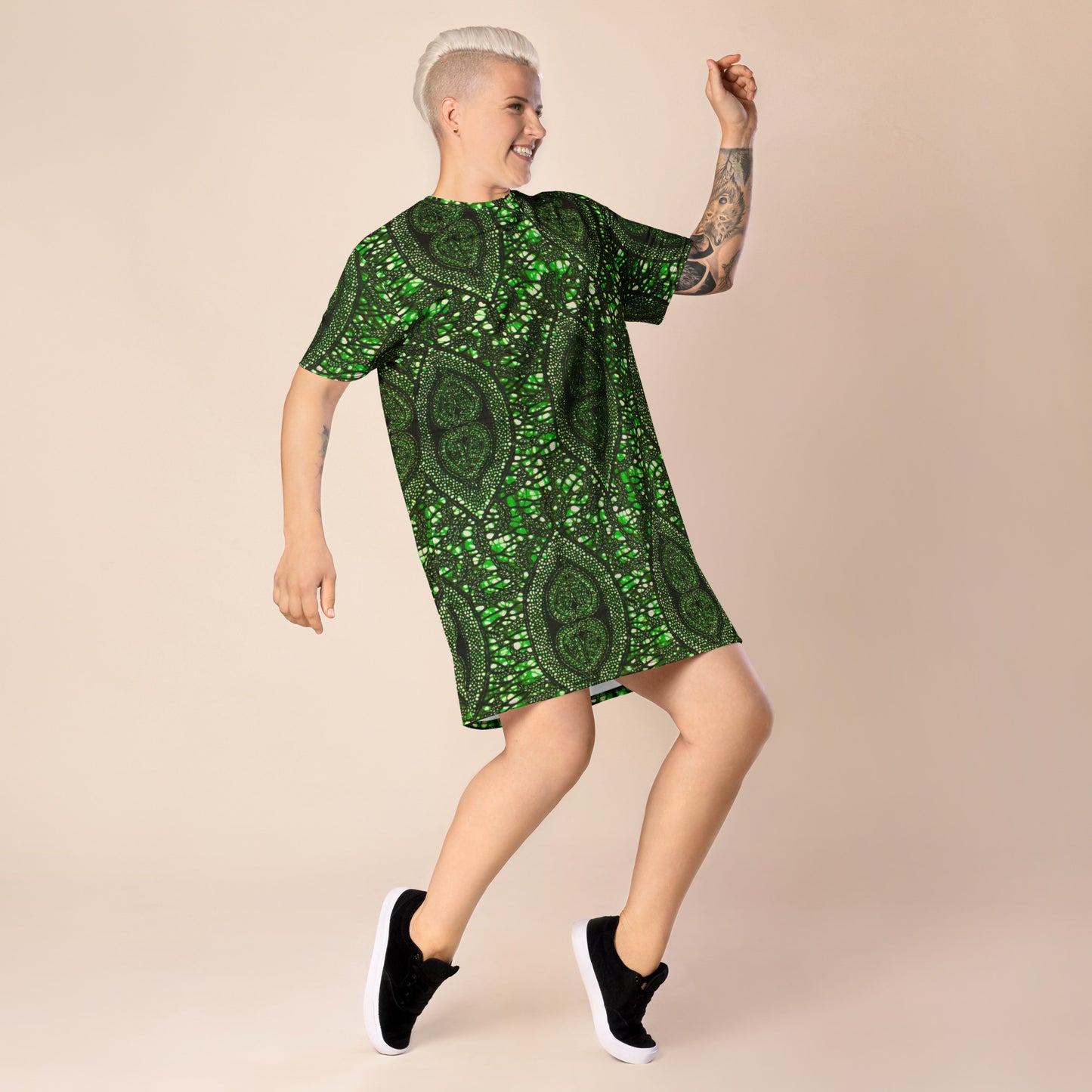 Green Peas Ankara T-shirt Dress