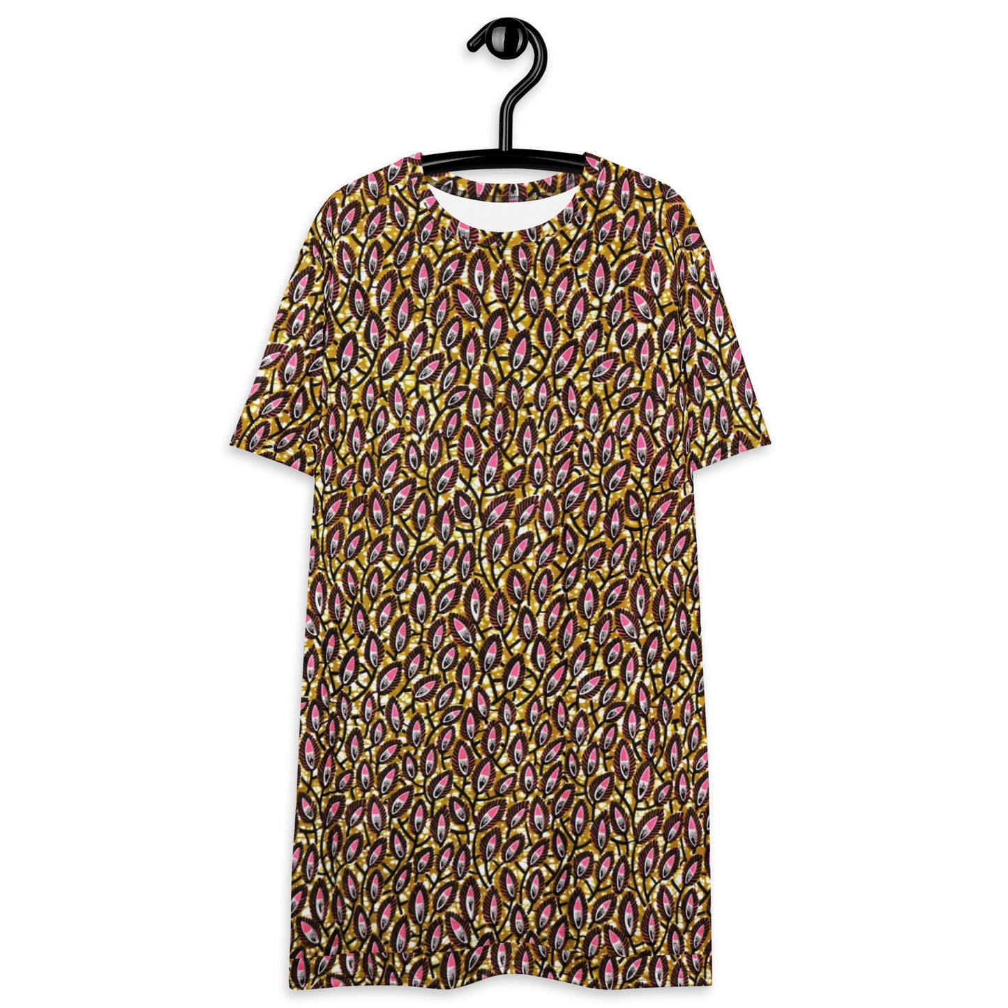 Pink Brown Ankara T-shirt Dress