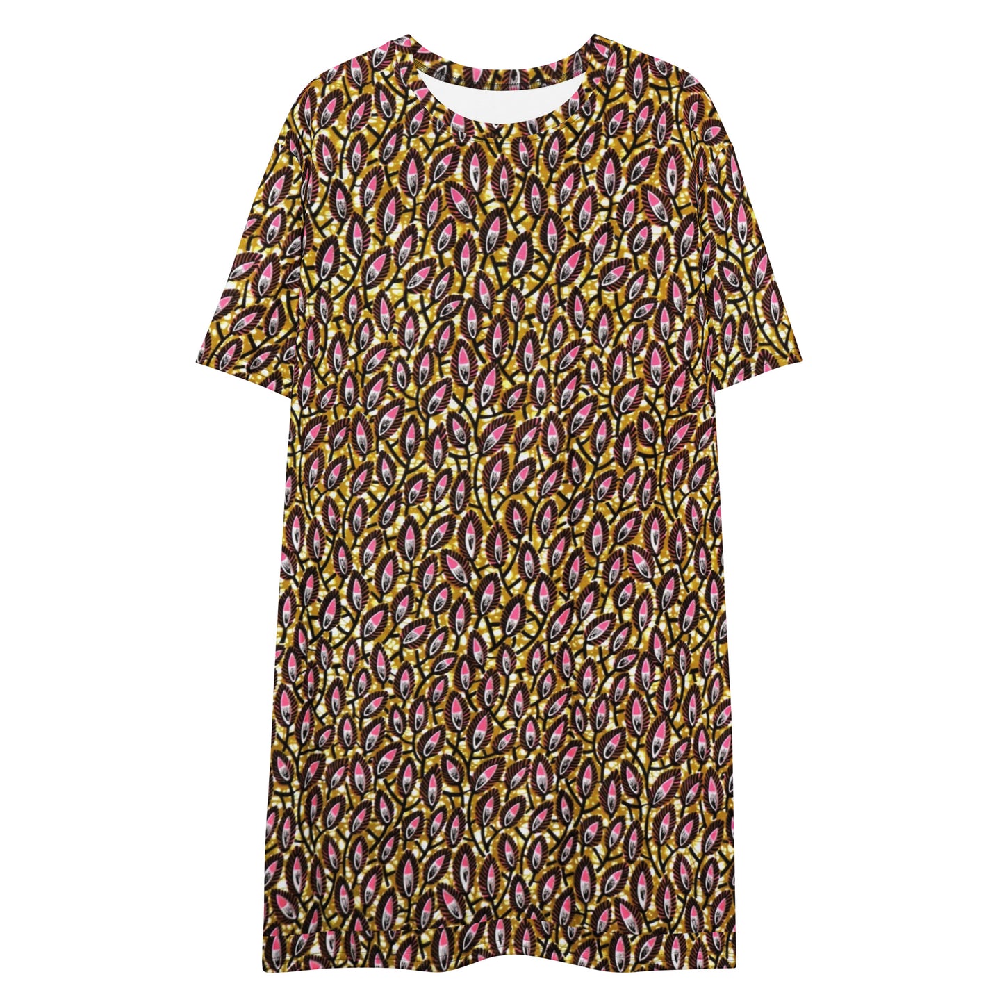 Pink Brown Ankara T-shirt Dress