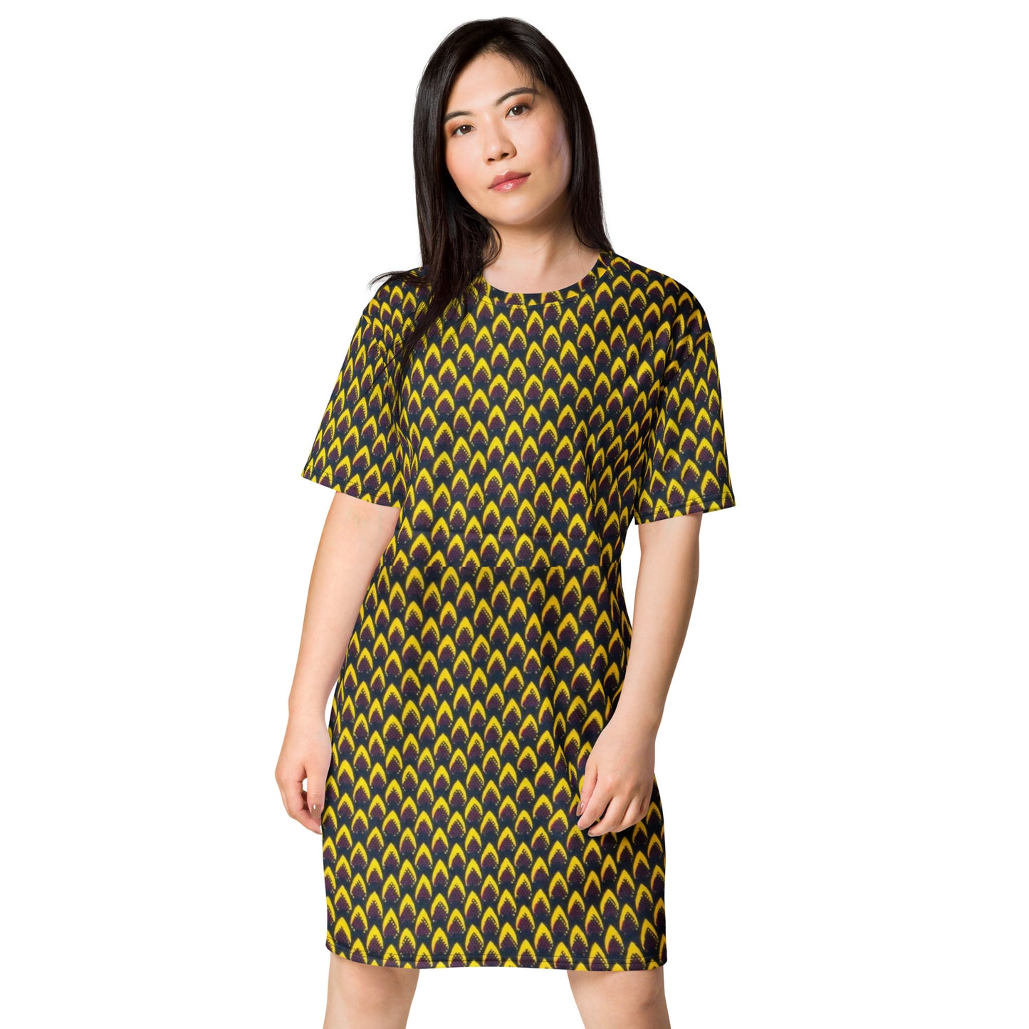 Yellow Flame Ankara T-shirt Dress