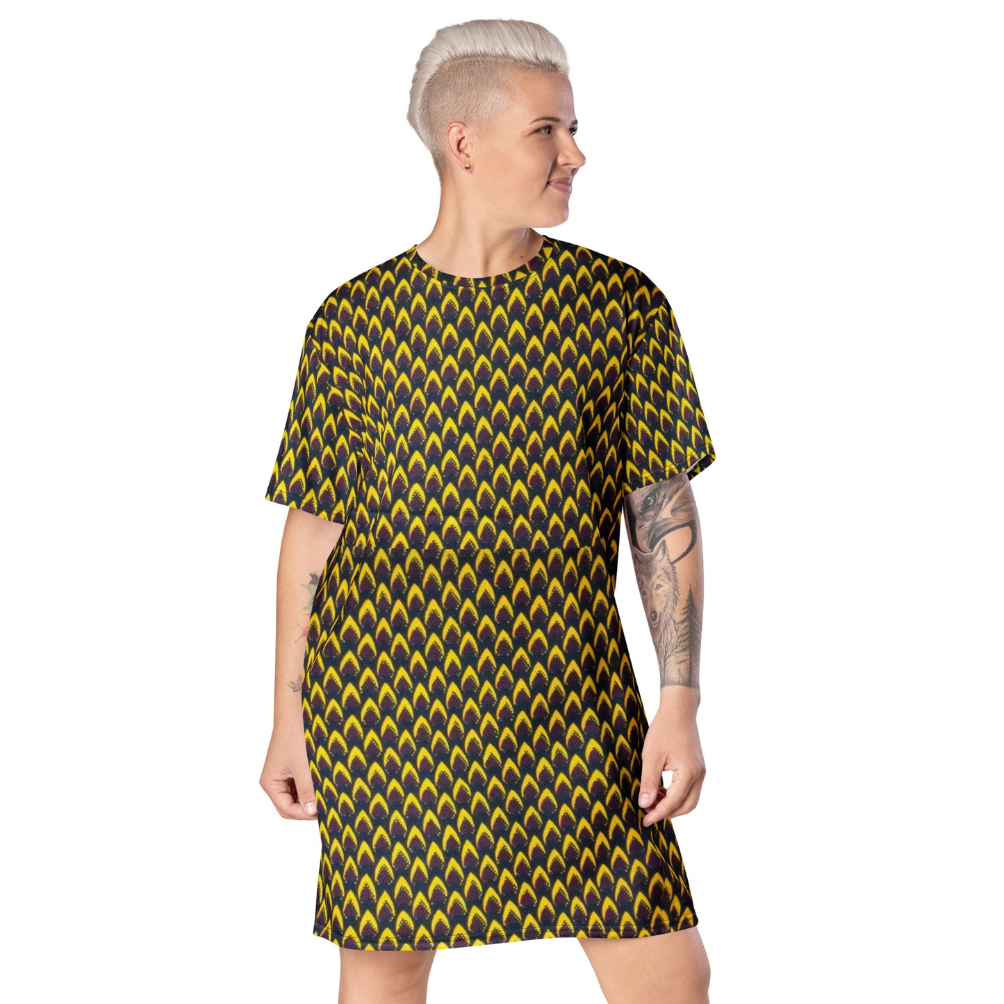 Yellow Flame Ankara T-shirt Dress