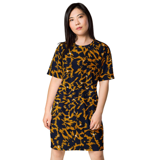 Yellow Leopard Ankara T-shirt Dress