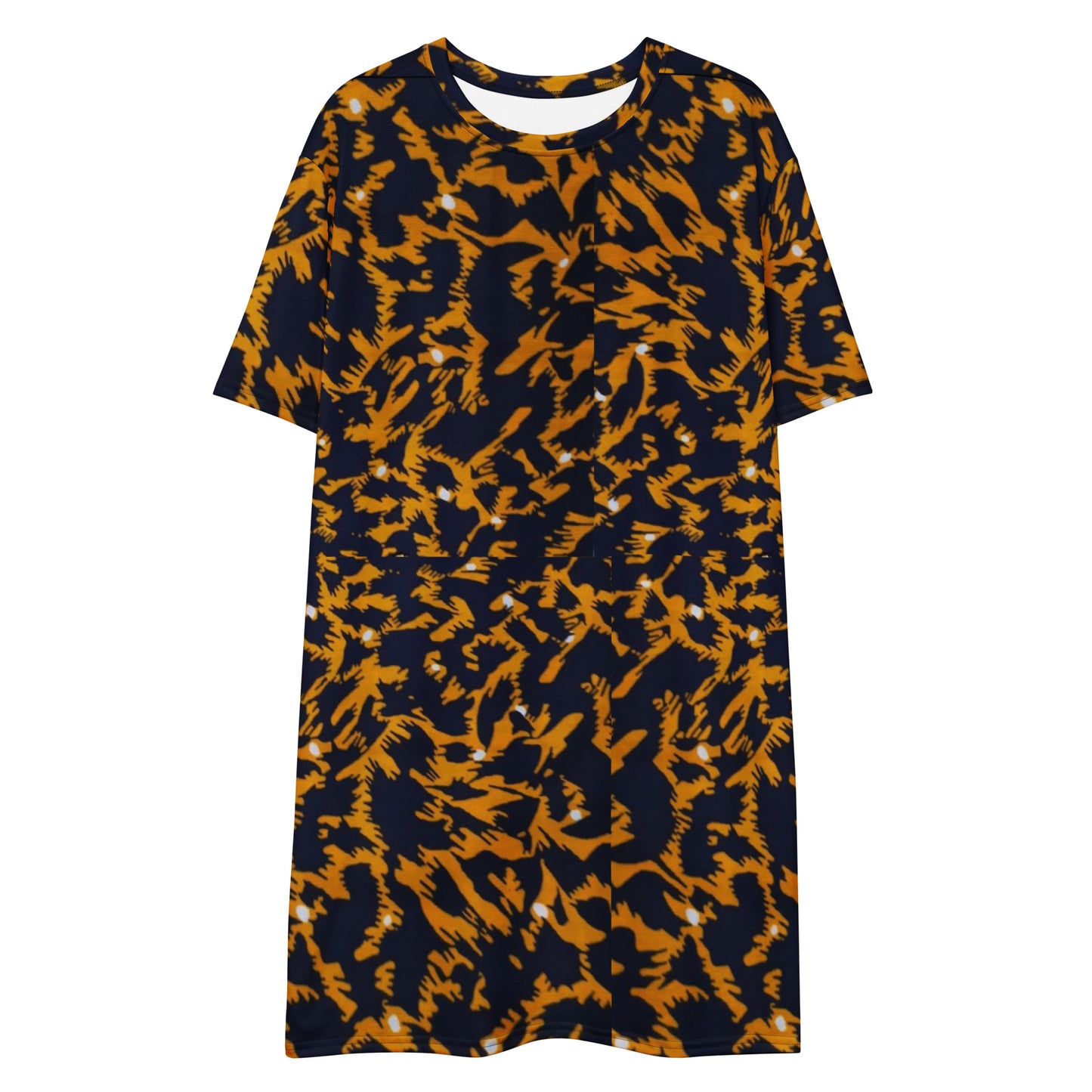 Yellow Leopard Ankara T-shirt Dress