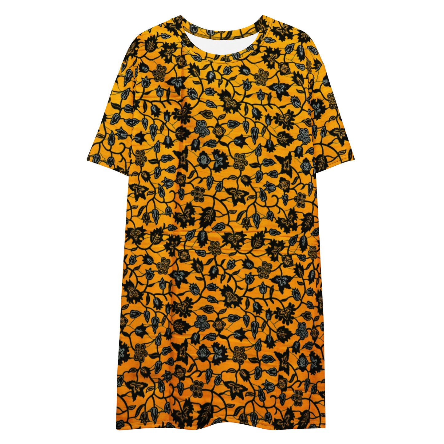 Yellow Leaves Ankara T-shirt Dress