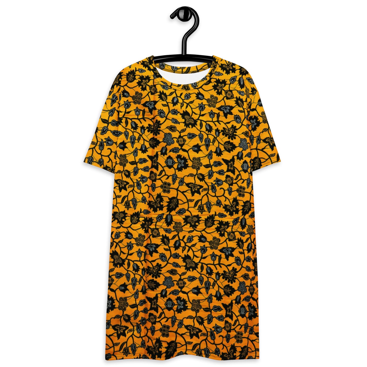 Yellow Leaves Ankara T-shirt Dress