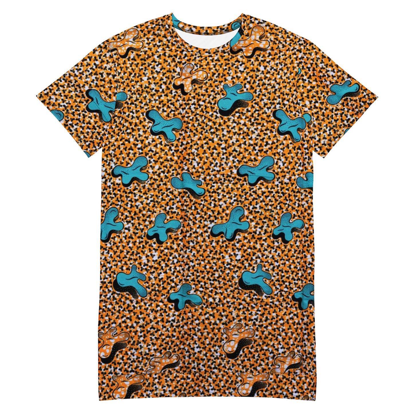 Sky Blue Pale Orange Ankara T-shirt Dress