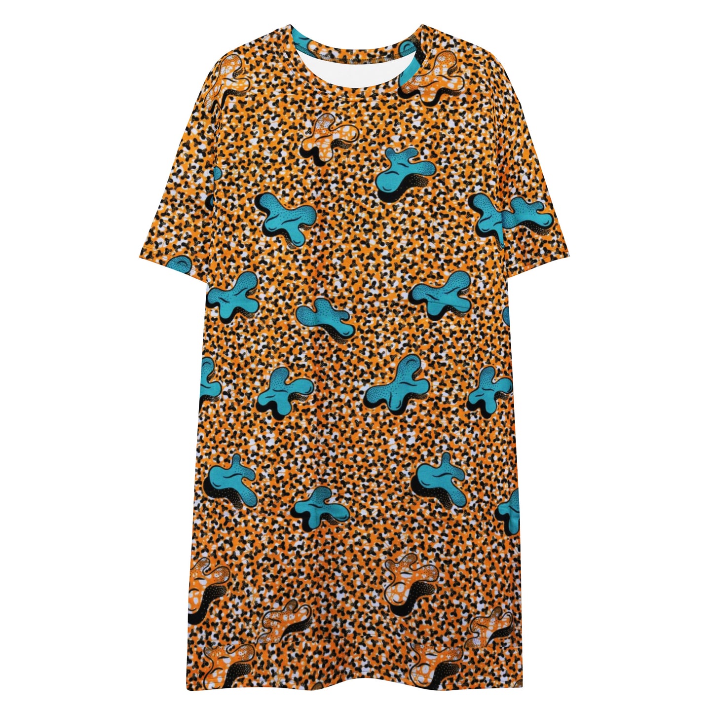 Sky Blue Pale Orange Ankara T-shirt Dress