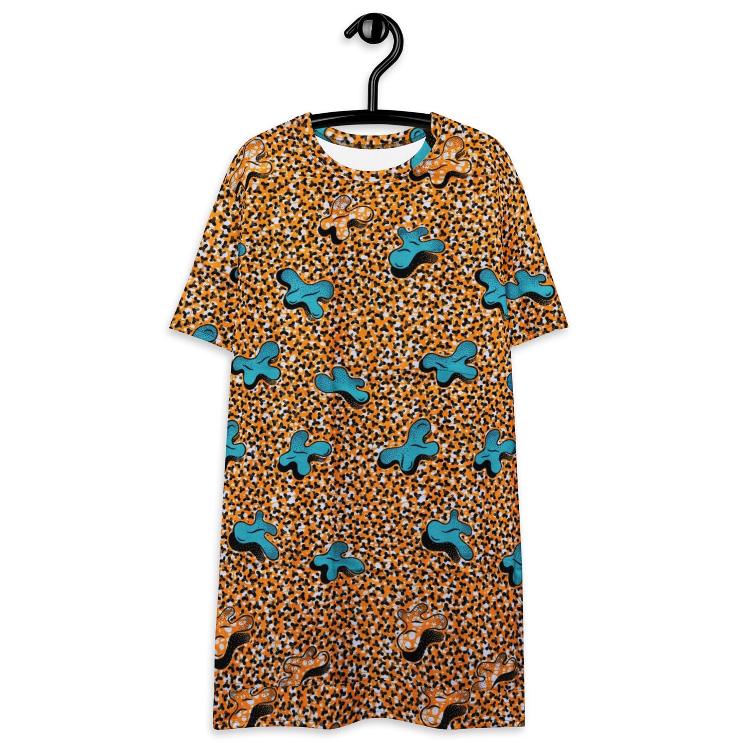 Sky Blue Pale Orange Ankara T-shirt Dress