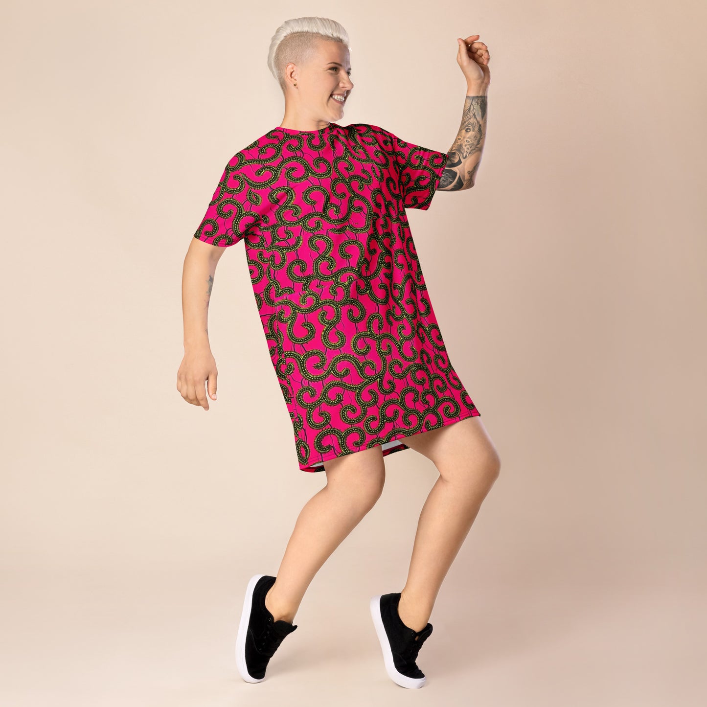 Pink Ankara T-shirt Dress