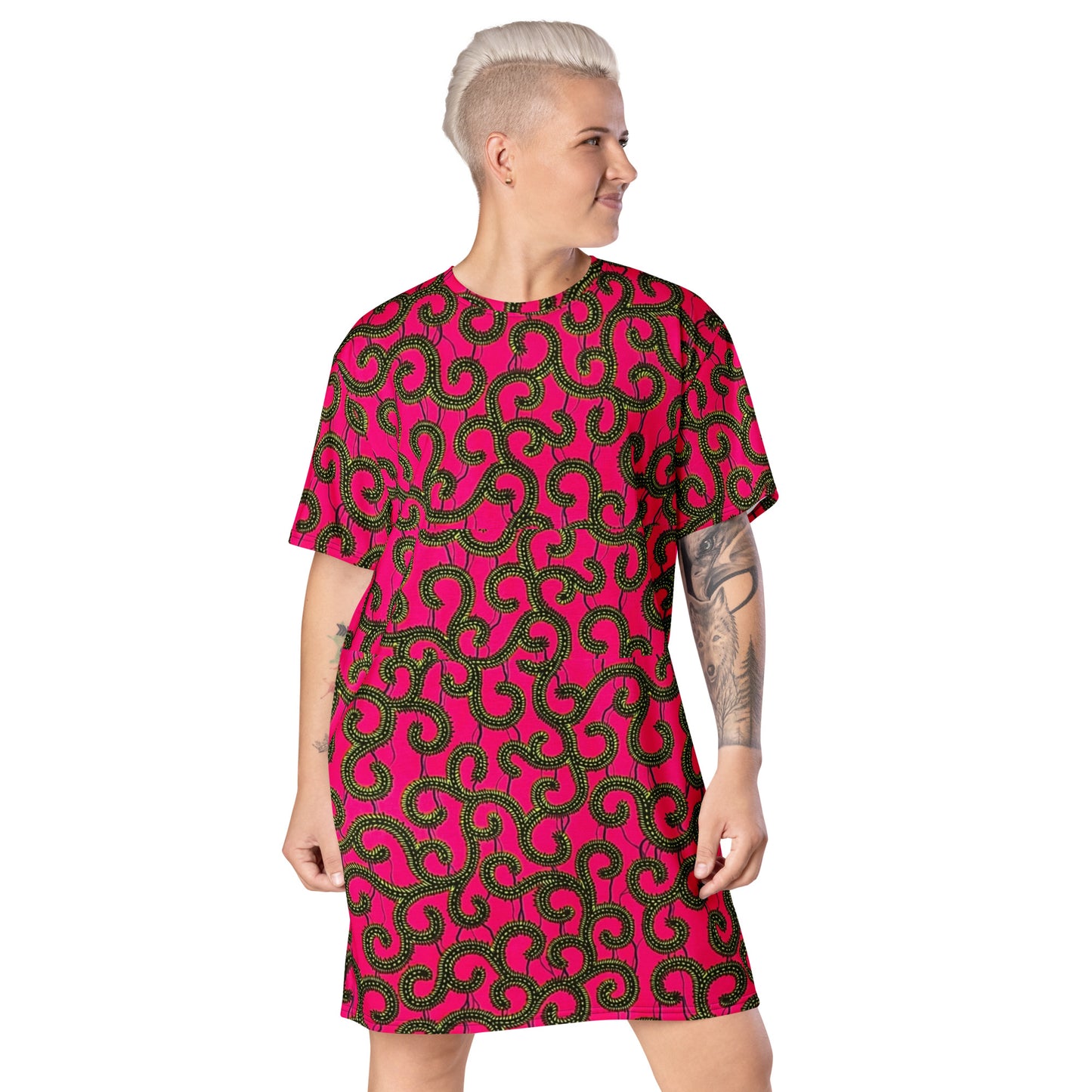 Pink Ankara T-shirt Dress