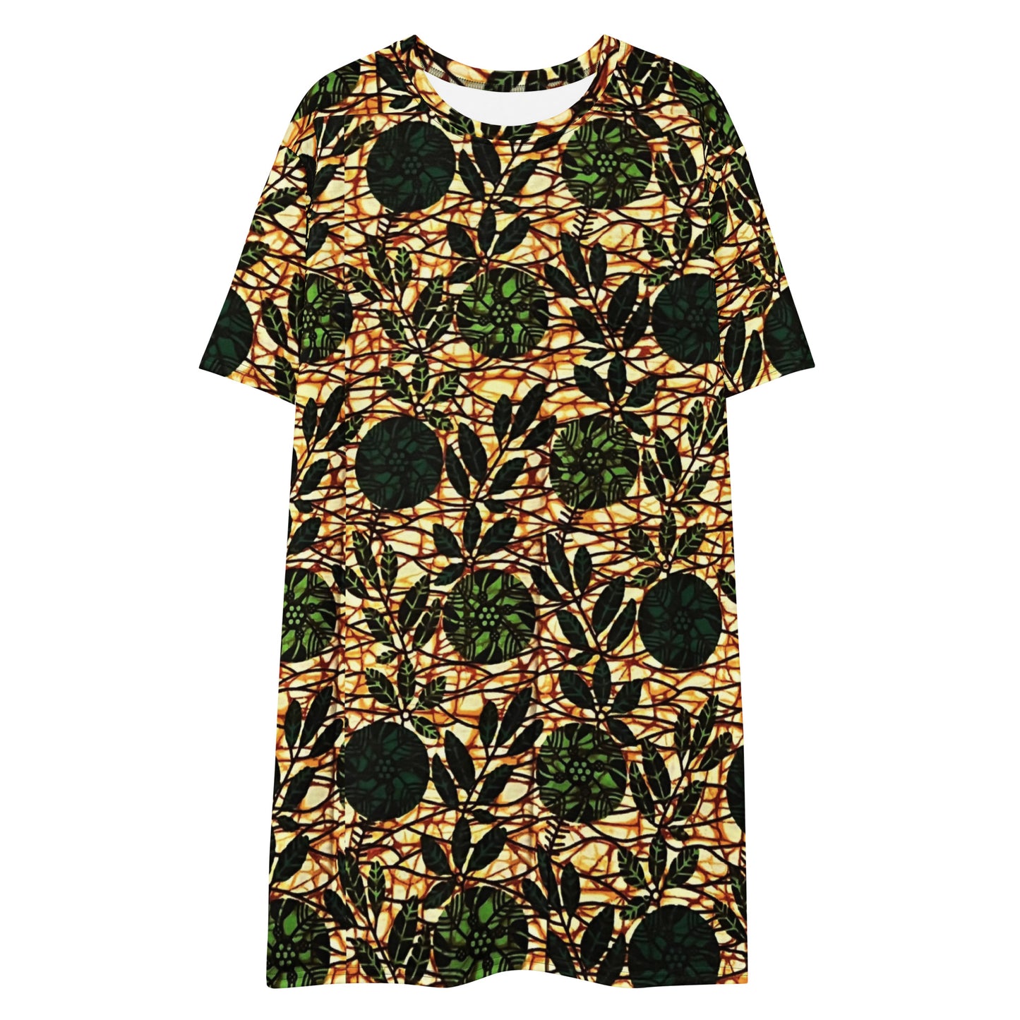 Green Leaf Wine Ankara T-shirt Dress