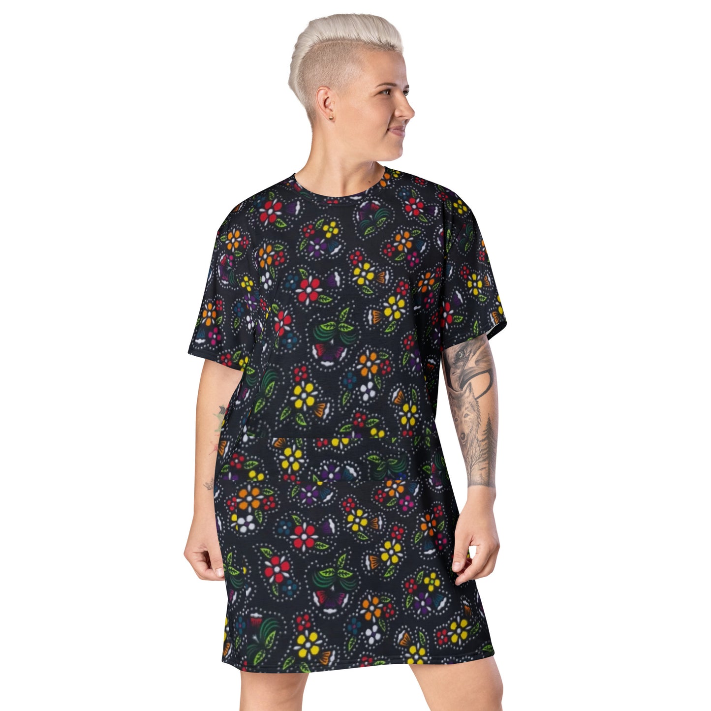 Multicolour Dark Ankara T-shirt Dress