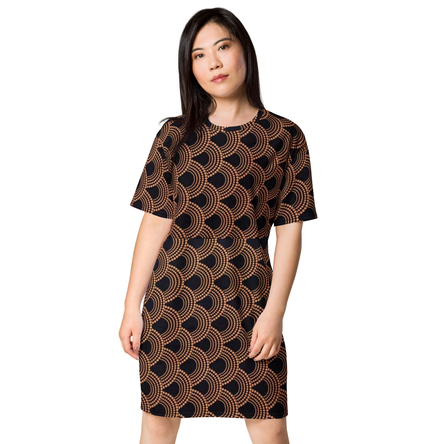 Brown Abstract Ankara T-shirt Dress