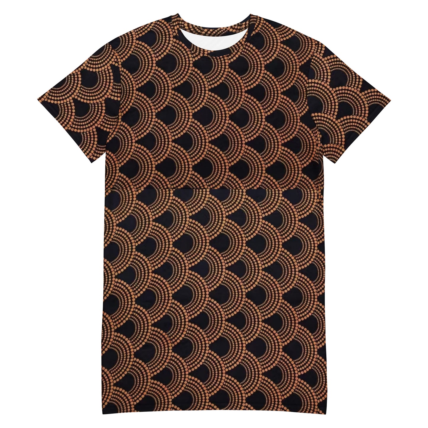 Brown Abstract Ankara T-shirt Dress