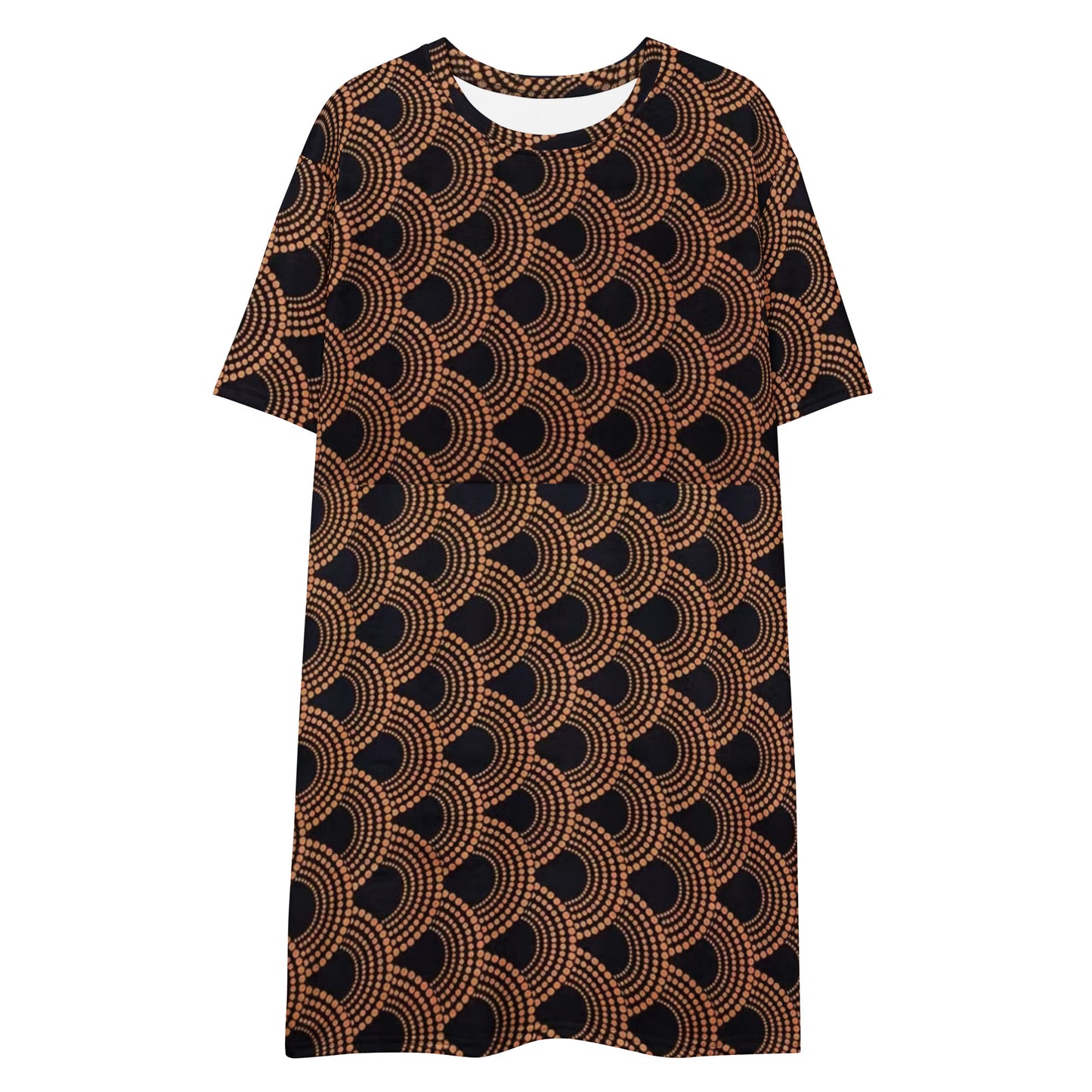 Brown Abstract Ankara T-shirt Dress