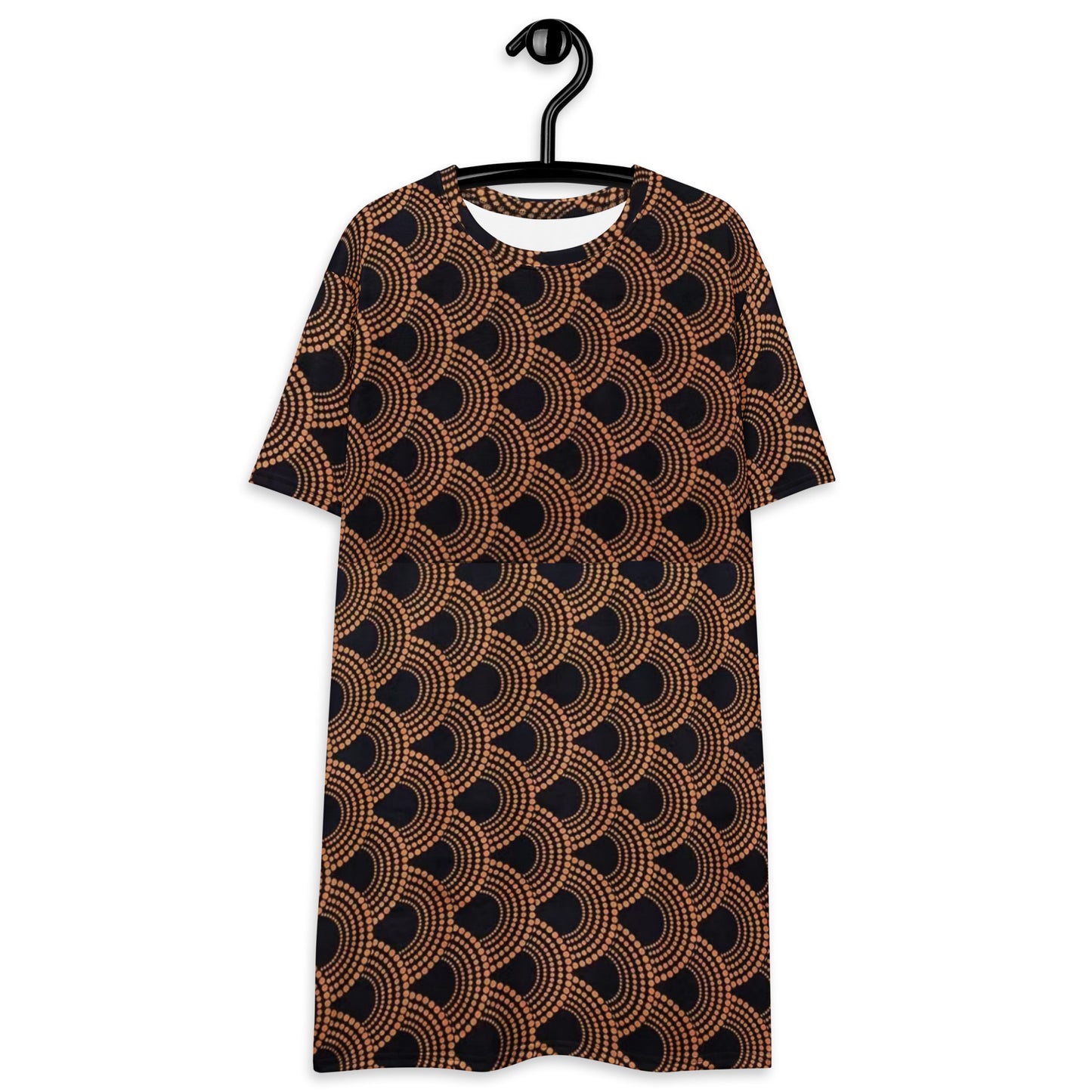 Brown Abstract Ankara T-shirt Dress