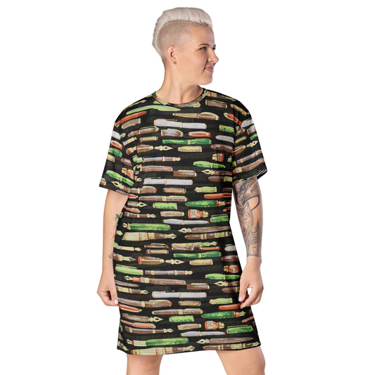 Green Pen Ankara T-shirt Dress