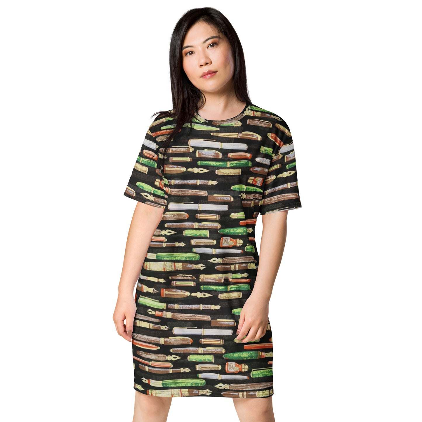 Green Pen Ankara T-shirt Dress