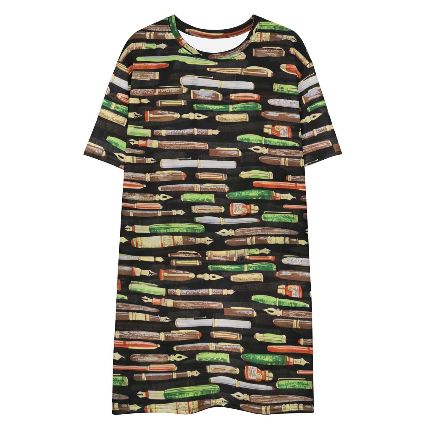 Green Pen Ankara T-shirt Dress