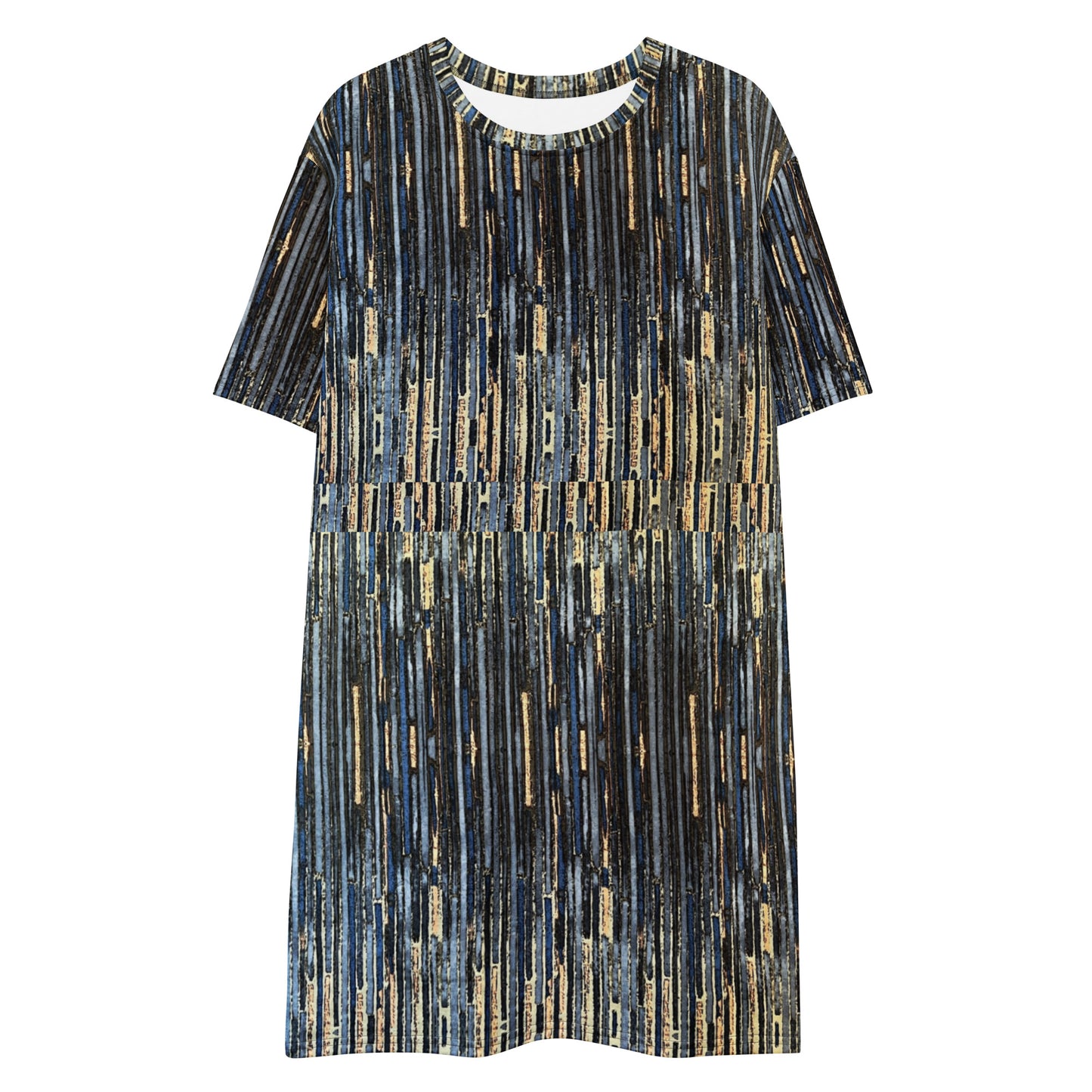 Blue Peach Stripes Ankara T-shirt Dress