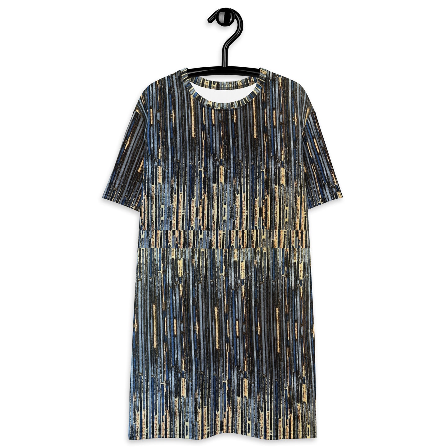 Blue Peach Stripes Ankara T-shirt Dress