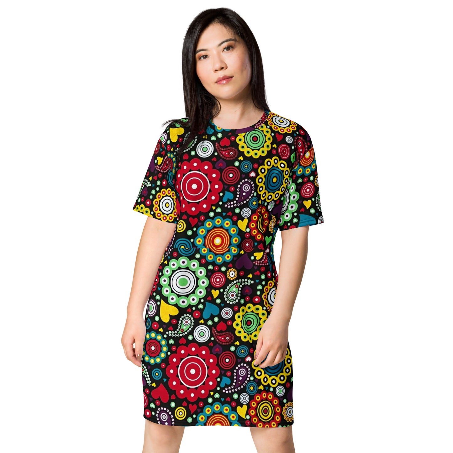 Multicolour Bloom Ankara T-shirt Dress