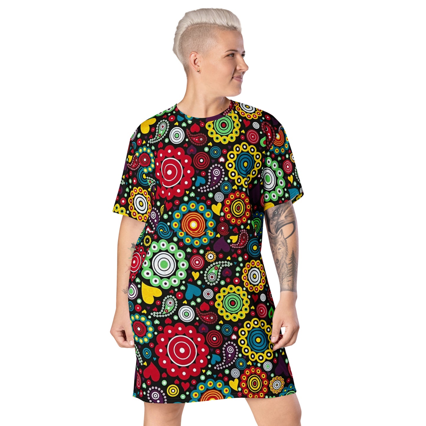 Multicolour Bloom Ankara T-shirt Dress